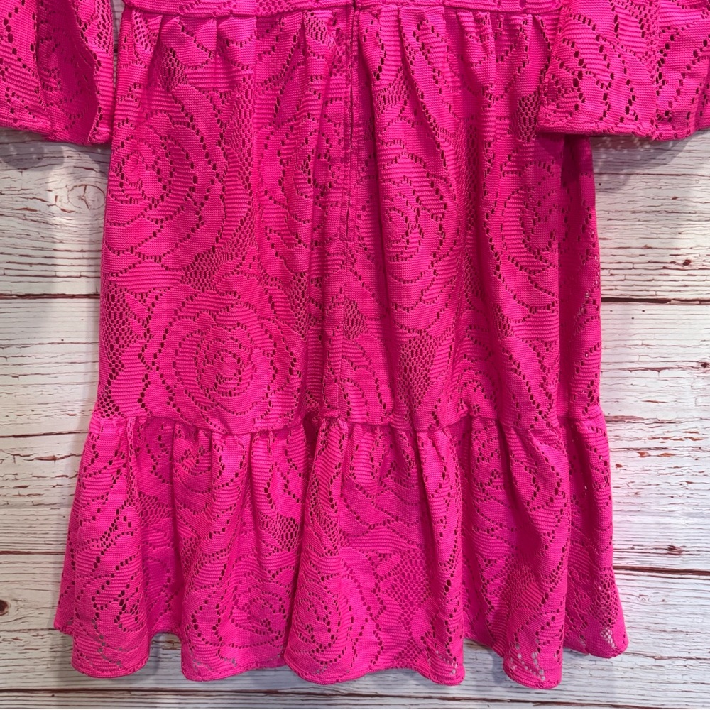 Lilly Pulitzer Cecelia Dress in Pink Tango Bungalow Blossom Lace Sz 8 - Picture 15 of 16
